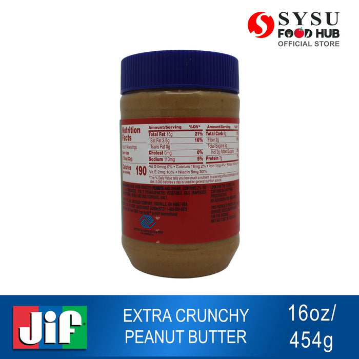 Jif Extra Crunchy Peanut Butter 16oz (454g)