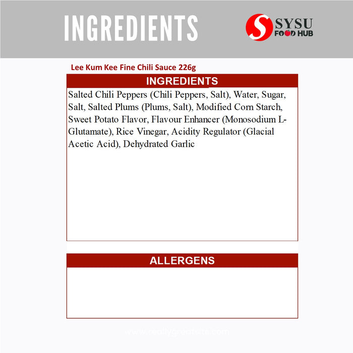 Lee Kum Kee Fine Chili Sauce 226g