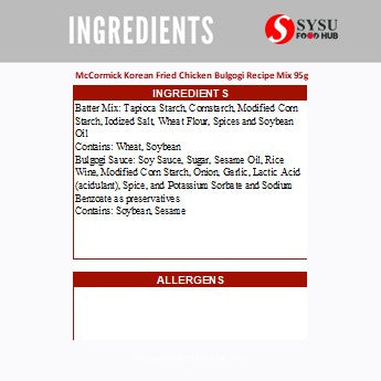 McCormick Korean Fried Chicken Bulgogi Recipe Mix 95g